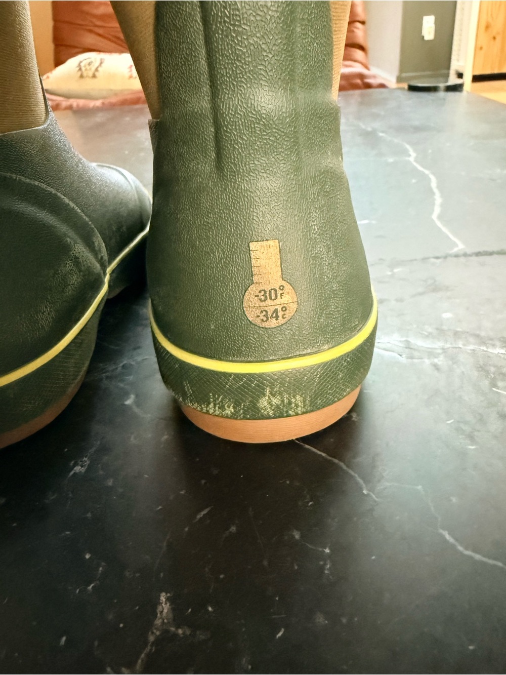 Bogs Kids Olive Green, Tan & Yellow Pull-Tab Rain Boots - Picture 6 of 10